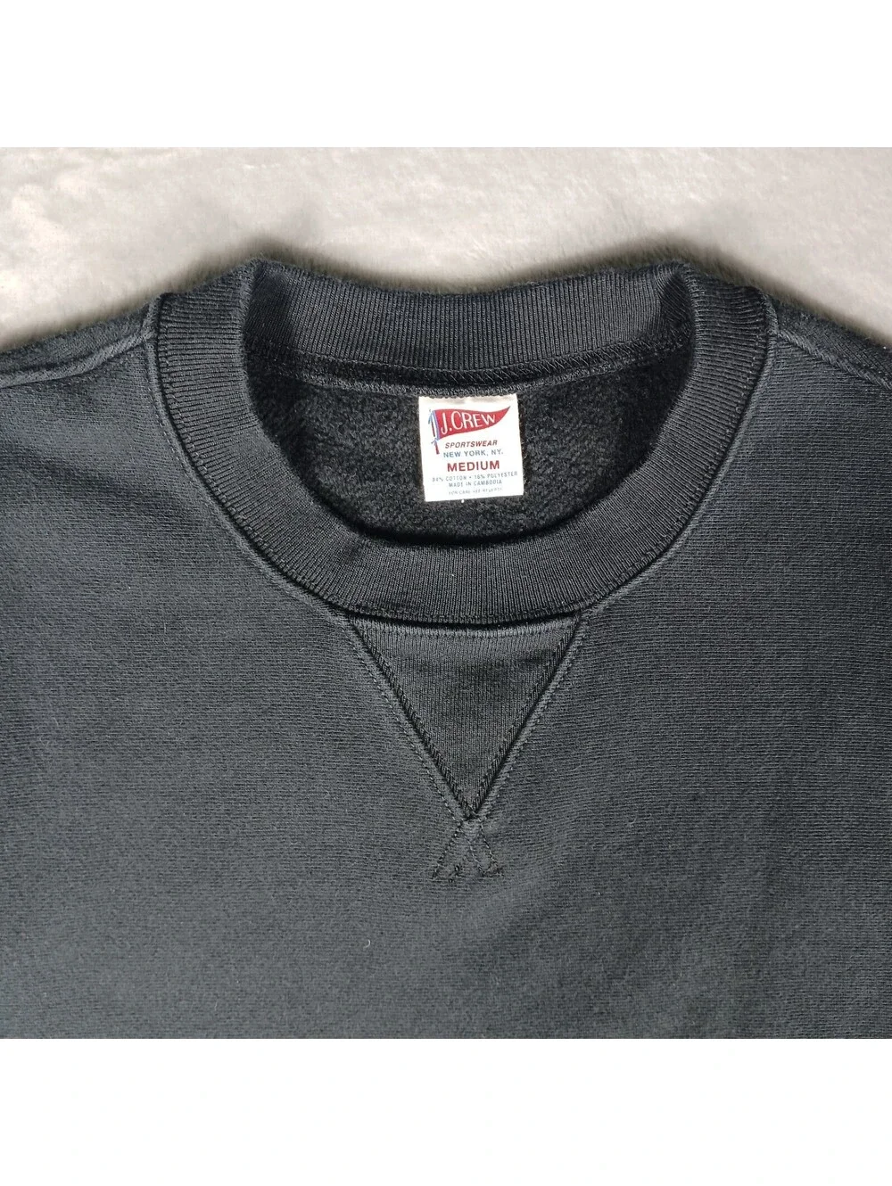 Vintage J Crew Pullover Crew Neck Men Medium Black Casual Sportswear Sweatshirt